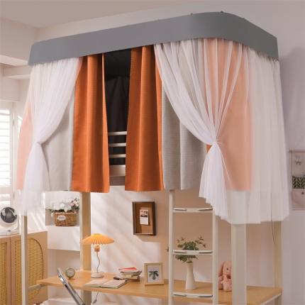 91家纺网 家纺一手货源 找家纺 新款U型双轨道双皮条伸缩床帘蚊帐XD-5 双拼卡其橙