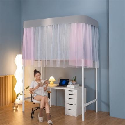 91家纺网 家纺一手货源 找家纺 新款U型双轨道双皮条伸缩床帘学蚊帐XD-7 双层嫩粉