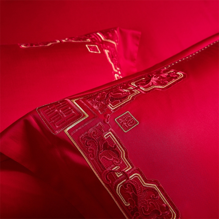 91家纺网 家纺一手货源 找家纺 总 2022新品 60s长绒棉婚庆套件系列-和气致祥（金）