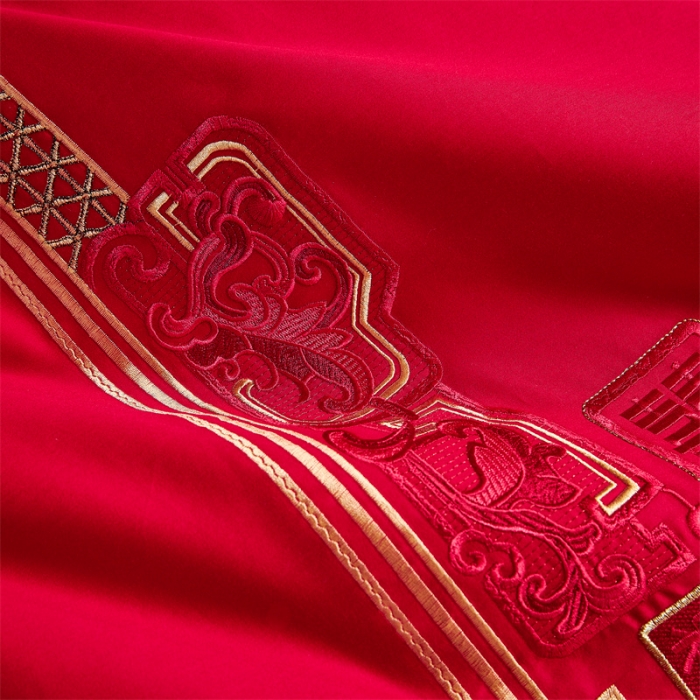 91家纺网 家纺一手货源 找家纺 总 2022新品 60s长绒棉婚庆套件系列-和气致祥（金）