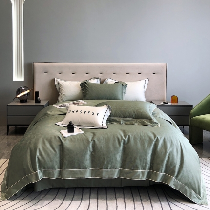 91家纺网 家纺一手货源 找家纺 黑白森林秋冬新品 100支贡缎提花四件套全棉纯棉