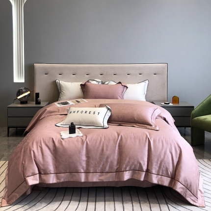 91家纺网 家纺一手货源 找家纺 黑白森林秋冬新品 100支贡缎提花四件套全棉纯棉