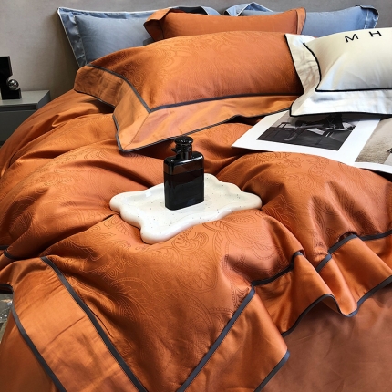 91家纺网 家纺一手货源 找家纺 黑白森林秋冬新品 100支贡缎提花四件套全棉纯棉