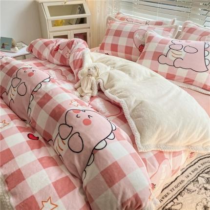 91家纺网 家纺一手货源 找家纺 （总）琪格格 新品热款牛奶绒精拍A牛奶绒B兔兔绒大包边四件套