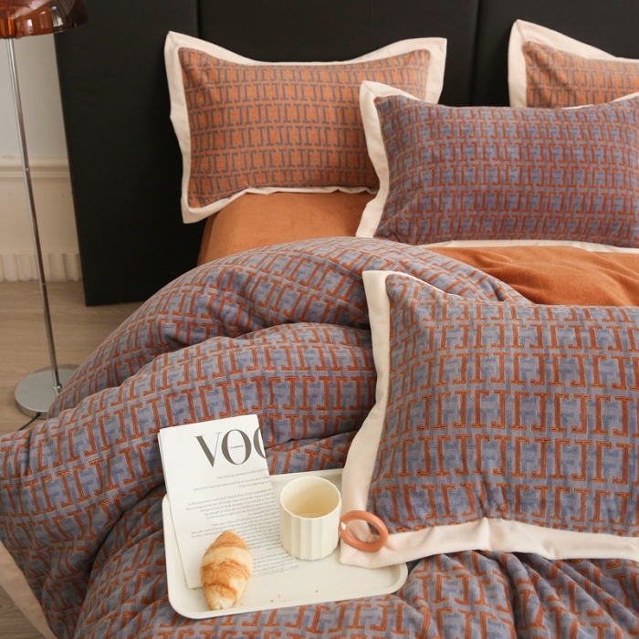 91家纺网 家纺一手货源 找家纺 榻尚2023高端牛奶洛克绒重磅婴儿绒四件套 洛克绒 -格调蓝