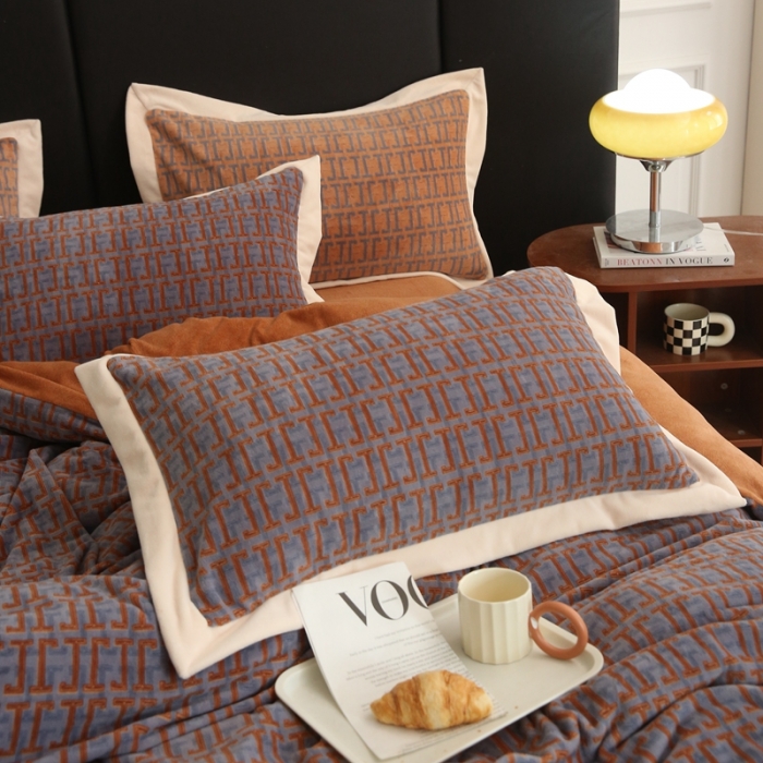 91家纺网 家纺一手货源 找家纺 榻尚2023高端牛奶洛克绒重磅婴儿绒四件套 洛克绒 -格调蓝