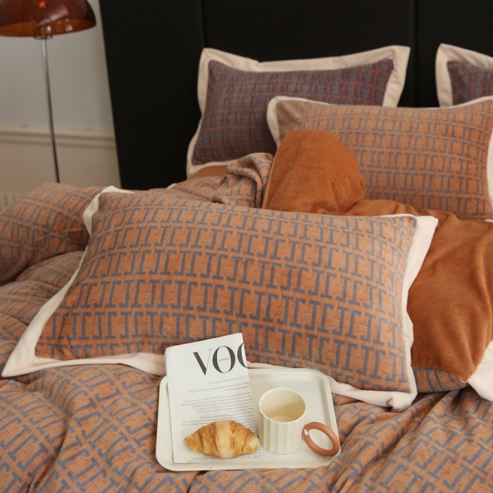 91家纺网 家纺一手货源 找家纺 榻尚2023高端牛奶洛克绒重磅婴儿绒四件套 洛克绒-时尚棕