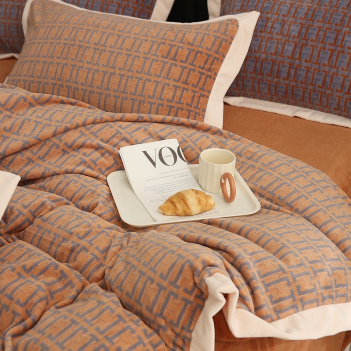 91家纺网 家纺一手货源 找家纺 榻尚2023高端牛奶洛克绒重磅婴儿绒四件套 洛克绒-时尚棕