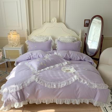 吾欢心 2025新款罗马棉公主风依恋四件套 香芋紫