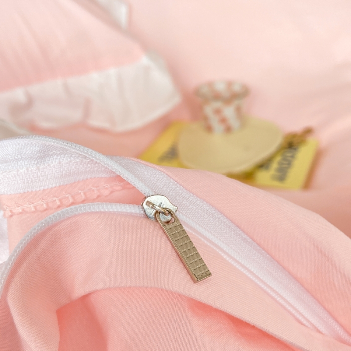 91家纺网 家纺一手货源 找家纺 易禾 2022新款水洗亲肤棉毛巾绣草莓兔四件套草莓兔-粉