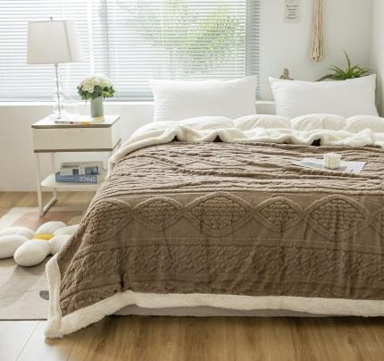 91家纺网 家纺一手货源 找家纺 （总）网客家纺 2024新款塔芙绒提花羊羔绒盖毯