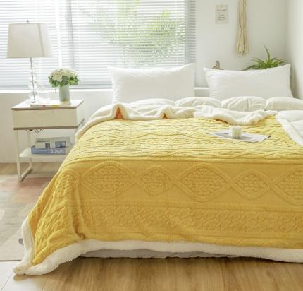 91家纺网 家纺一手货源 找家纺 （总）网客家纺 2024新款塔芙绒提花羊羔绒盖毯