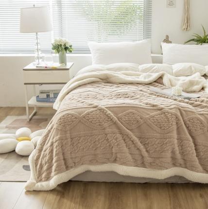 91家纺网 家纺一手货源 找家纺 （总）网客家纺 2024新款塔芙绒提花羊羔绒盖毯