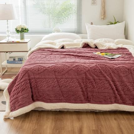 网客家纺 2024新款塔芙绒提花羊羔绒盖毯 香芋紫