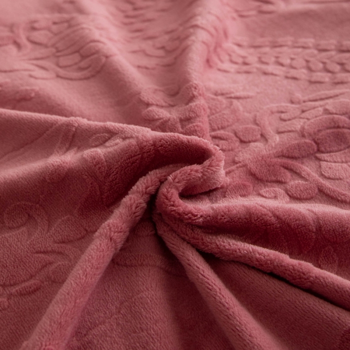 91家纺网 家纺一手货源 找家纺 舒梦琪 2024新款牛奶绒立体雕花床盖四件套 豆沙