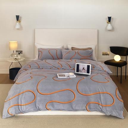 91家纺网 家纺一手货源 找家纺 （总）网客家纺2024年新款牛奶绒印花四件套