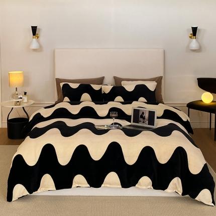 91家纺网 家纺一手货源 找家纺 （总）网客家纺2024年新款牛奶绒印花四件套