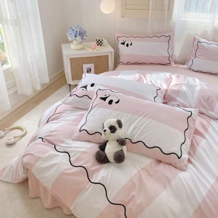 91家纺网 家纺一手货源 找家纺 花伞家居 甜系少女温柔绣花加印花四件套（提供卖家秀） 胖趴-粉