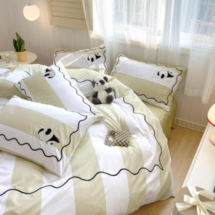 91家纺网 家纺一手货源 找家纺 花伞家居 甜系少女温柔绣花加印花四件套（提供卖家秀） 胖趴-绿