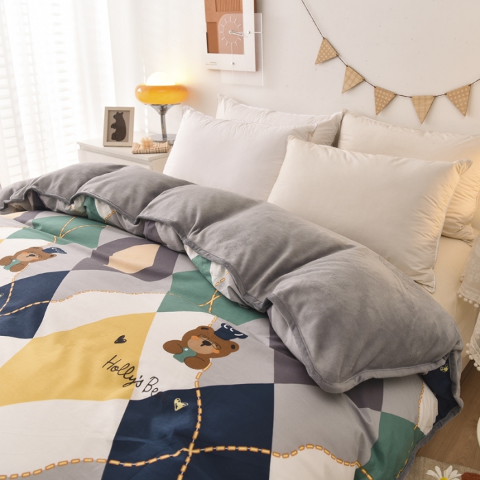 91家纺网 家纺一手货源 找家纺 琪琪阁家纺 2022新款全棉加牛奶绒系列单被套 爱尔威