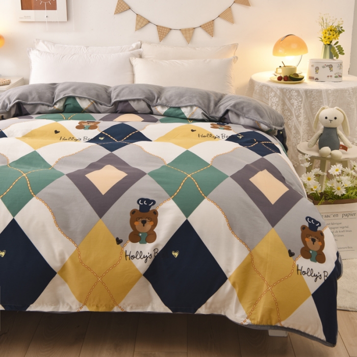 91家纺网 家纺一手货源 找家纺 琪琪阁家纺 2022新款全棉加牛奶绒系列单被套 爱尔威