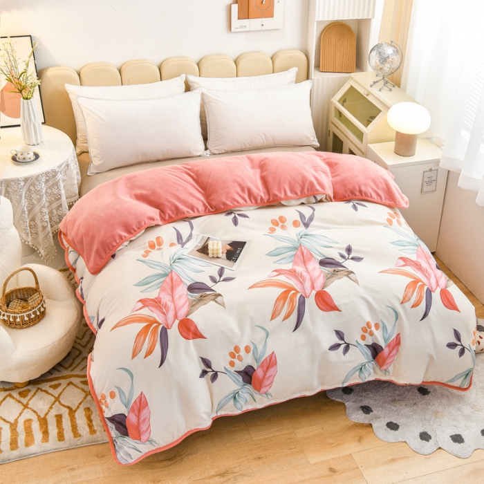 91家纺网 家纺一手货源 找家纺 琪琪阁家纺 2022新款全棉加牛奶绒系列单被套 红颜