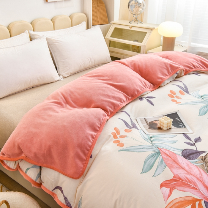 91家纺网 家纺一手货源 找家纺 琪琪阁家纺 2022新款全棉加牛奶绒系列单被套 红颜