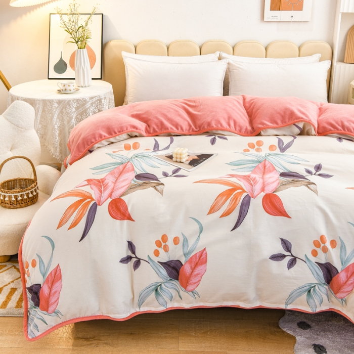 91家纺网 家纺一手货源 找家纺 琪琪阁家纺 2022新款全棉加牛奶绒系列单被套 红颜