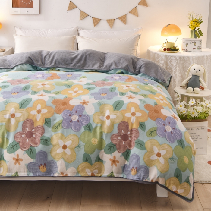 91家纺网 家纺一手货源 找家纺 琪琪阁家纺 2022新款全棉加牛奶绒系列单被套 花田梦