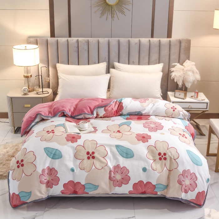 91家纺网 家纺一手货源 找家纺 琪琪阁家纺 2022新款全棉加牛奶绒系列单被套 解语花