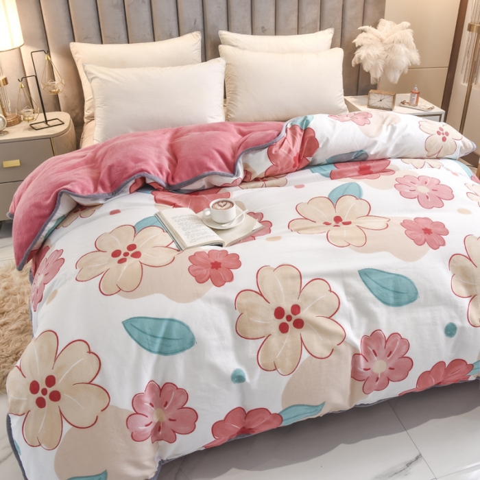 91家纺网 家纺一手货源 找家纺 琪琪阁家纺 2022新款全棉加牛奶绒系列单被套 解语花