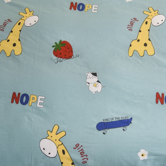 91家纺网 家纺一手货源 找家纺 琪琪阁家纺 2022新款全棉加牛奶绒系列单被套 开心小鹿-绿