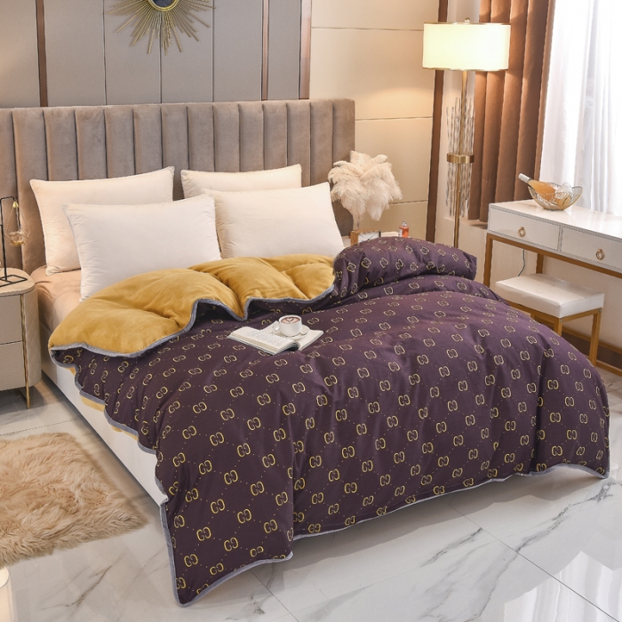 91家纺网 家纺一手货源 找家纺 琪琪阁家纺 2022新款全棉加牛奶绒系列单被套 酷奇-咖