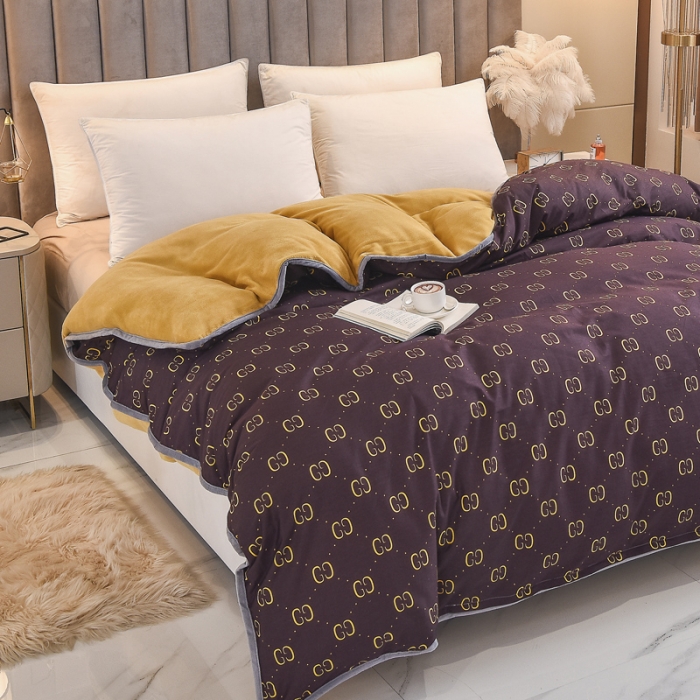 91家纺网 家纺一手货源 找家纺 琪琪阁家纺 2022新款全棉加牛奶绒系列单被套 酷奇-咖