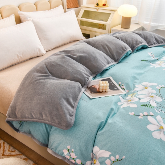 91家纺网 家纺一手货源 找家纺 琪琪阁家纺 2022新款全棉加牛奶绒系列单被套 宁静生活