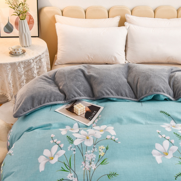 91家纺网 家纺一手货源 找家纺 琪琪阁家纺 2022新款全棉加牛奶绒系列单被套 宁静生活