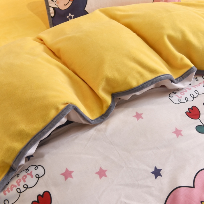 91家纺网 家纺一手货源 找家纺 琪琪阁家纺 2022新款全棉加牛奶绒系列单被套 勇敢牛牛