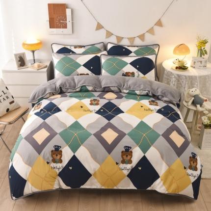 琪琪阁家纺 2022新款全棉加牛奶绒系列四件套 爱尔威