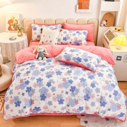 琪琪阁家纺 2022新款全棉加牛奶绒系列四件套 初恋日记