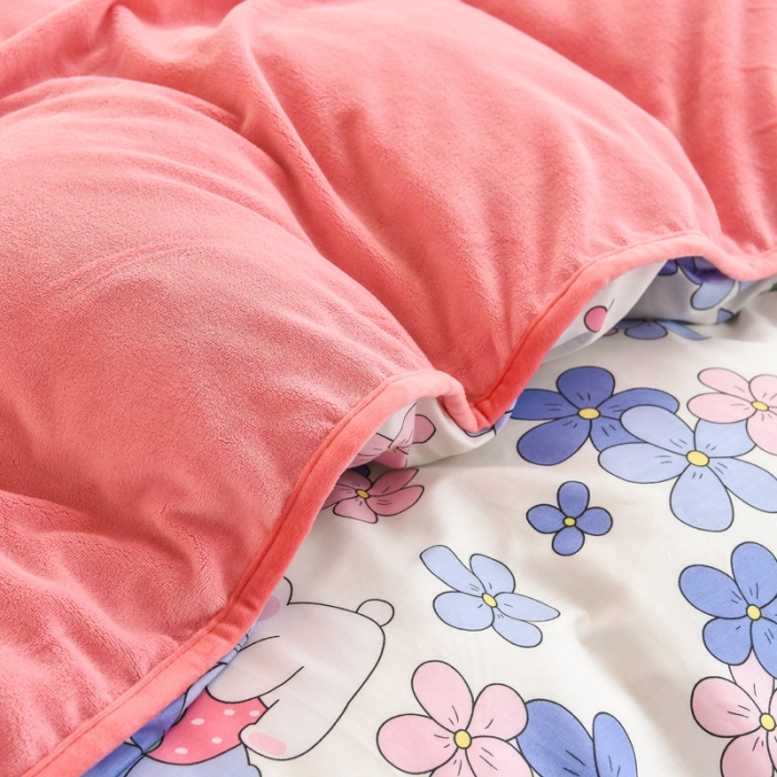 91家纺网 家纺一手货源 找家纺 琪琪阁家纺 2022新款全棉加牛奶绒系列四件套 初恋日记