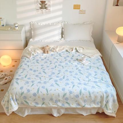 91家纺网 家纺一手货源 找家纺 木堇家居2022秋冬牛奶绒羊羔绒毛毯 郁金香兰