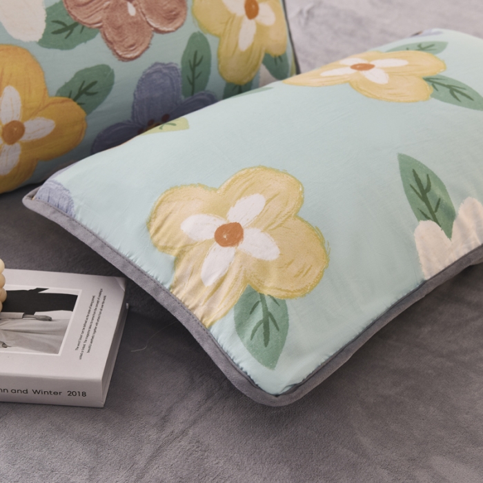 91家纺网 家纺一手货源 找家纺 琪琪阁家纺 2022新款全棉加牛奶绒系列四件套 花田梦