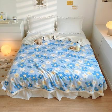 木堇家居2022秋冬牛奶绒羊羔绒毛毯 兰花朵朵