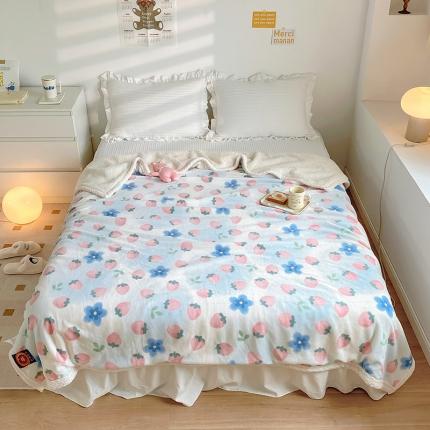 木堇家居2022秋冬牛奶绒羊羔绒毛毯 元气草莓