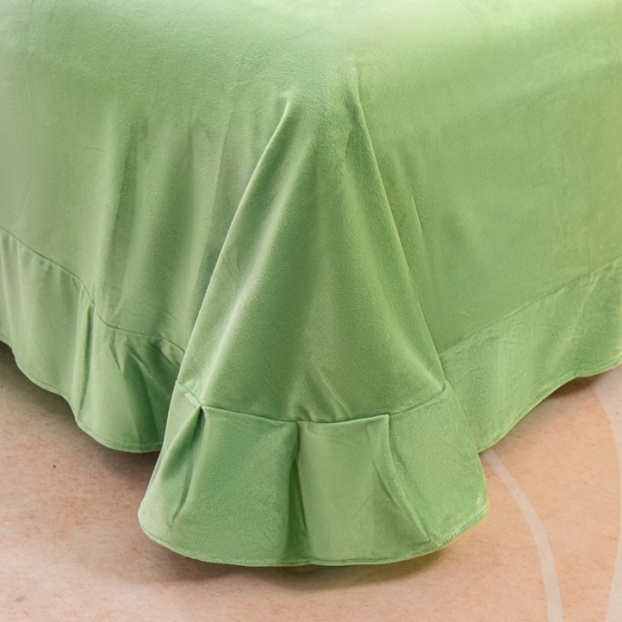 91家纺网 家纺一手货源 找家纺 唐人居 2025新款宝宝绒毛巾绣花边四件套-蒲公英之恋-绿