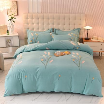 91家纺网 家纺一手货源 找家纺 巧玲珑 2025新款铂金生态棉四件套 萱萱草-兰