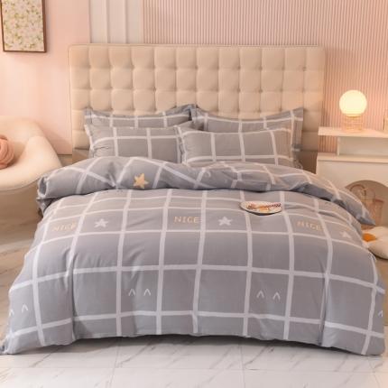 91家纺网 家纺一手货源 找家纺 巧玲珑 2025新款铂金生态棉四件套 新世纪-灰