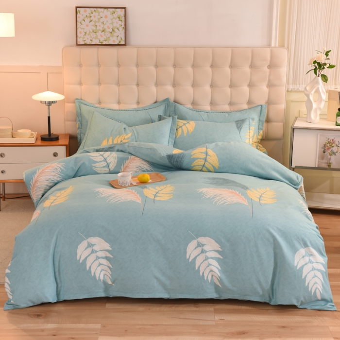 91家纺网 家纺一手货源 找家纺 巧玲珑 2025新款铂金生态棉四件套 清爽一刻-绿