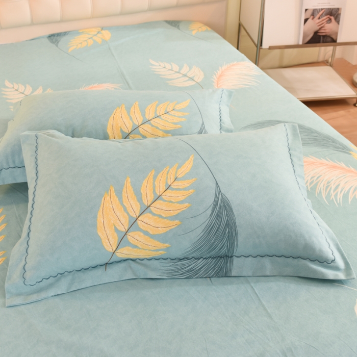 91家纺网 家纺一手货源 找家纺 巧玲珑 2025新款铂金生态棉四件套 清爽一刻-绿