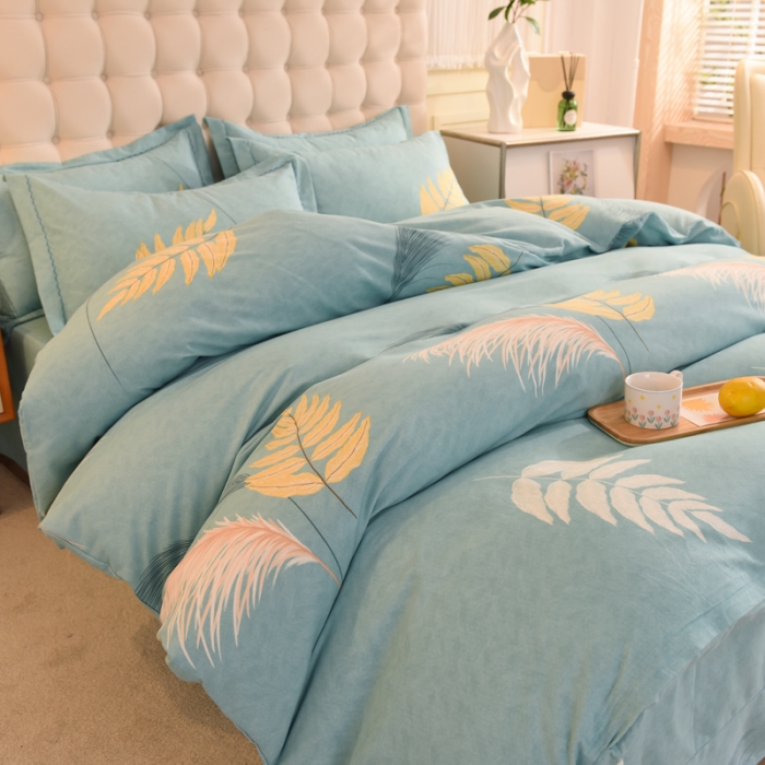 91家纺网 家纺一手货源 找家纺 巧玲珑 2025新款铂金生态棉四件套 清爽一刻-绿